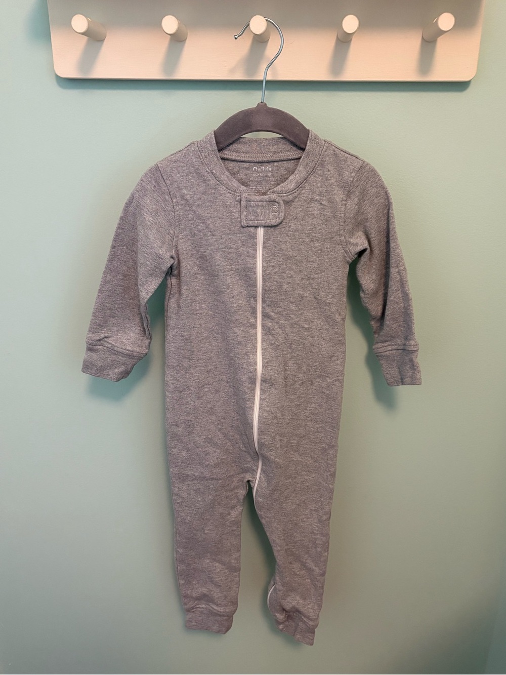 Owlivia Heather Organic Cotton Grey Zip-Front Baby Onesie